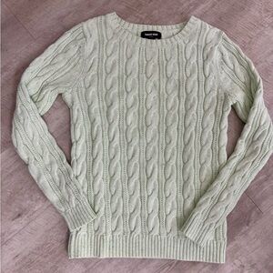 Women’s Lands' End Drifter Cable Knit Sweater, Mint Green, 100% cotton, size XS